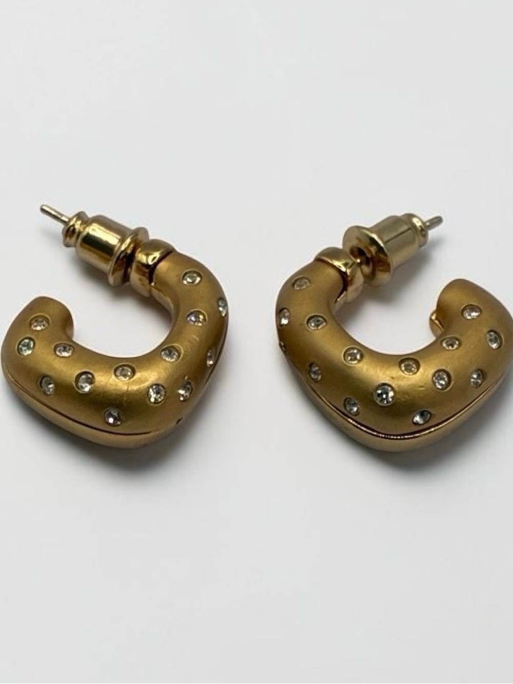 Swarovski Signed Swan Gold-Tone Chunky Demi Hoop Earrings